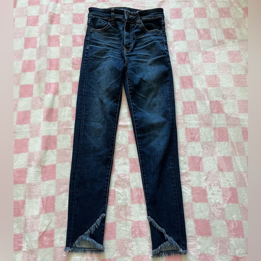 american eagle, next level stretch, super high rise jegging  crop, size 0